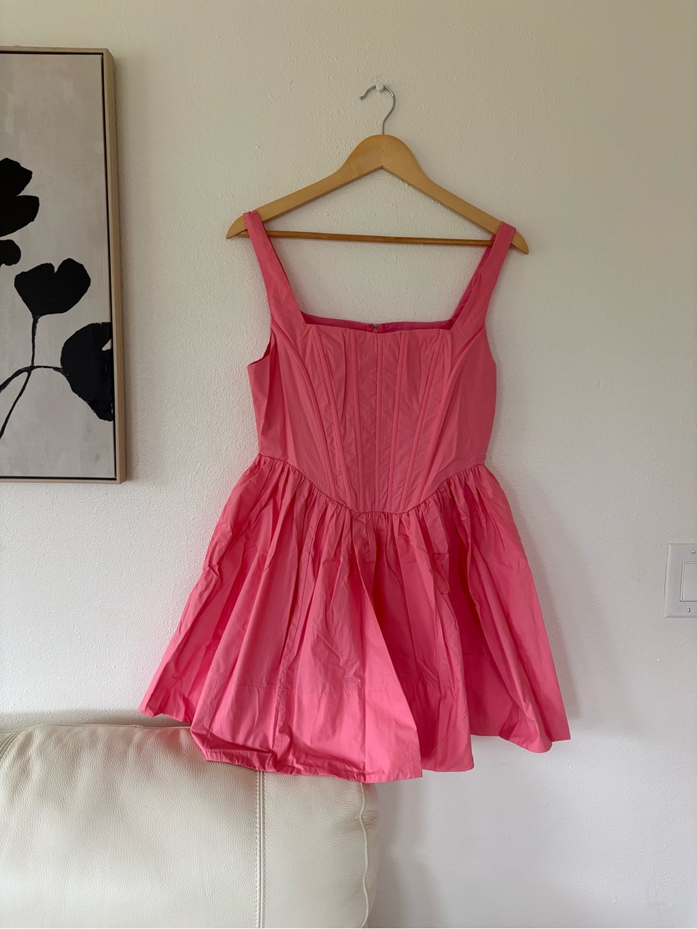 TALULAH Coral Pink Square Neck Fit-and-Flare Mini Dress - Picture 4 of 9